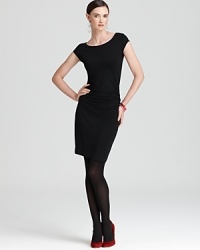 Subtle pleating lends chic dimension to a minimalist Three Dots dress for understated elegance. Elevate the look with vibrant accessories. Subtle pleating lends chic dimension to a minimalist Three Dots dress for understated elegance. Elevate the look with vibrant accessories.
