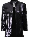 Alex Evenings Women's Zip Front Modern Sequin Jacket Medium Gunmetal [Apparel]