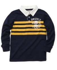 This Osh Kosh rugby will give him a classic preppy look. This Osh Kosh rugby will give him a classic preppy look.