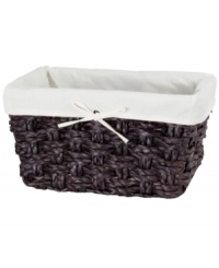 A welcome home starts with easy organization-make bath time even better with this natural accent, a versatile storage basket with removable cotton-blend lining. The artsy 2-ply weave adds an artful touch to your space and brings order into fashion. A welcome home starts with easy organization-make bath time even better with this natural accent, a versatile storage basket with removable cotton-blend lining. The artsy 2-ply weave adds an artful touch to your space and brings order into fashion.