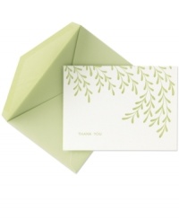 Everyone will return the thanks when they receive these delightful letterpress cards from Crane. Featuring celery-green willow branches on heavy cotton paper with ample space for expressing your gratitude. Everyone will return the thanks when they receive these delightful letterpress cards from Crane. Featuring celery-green willow branches on heavy cotton paper with ample space for expressing your gratitude.