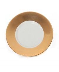 Strike gold. A wide band of brilliant gold contrasts white bone china in Cru's Monaco soup bowl for magnificent fine dining. Strike gold. A wide band of brilliant gold contrasts white bone china in Cru's Monaco soup bowl for magnificent fine dining.