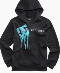 When he's hitting the skate park on a cool summer night, he can pull on this warm hoodie from DC Shoes. When he's hitting the skate park on a cool summer night, he can pull on this warm hoodie from DC Shoes.