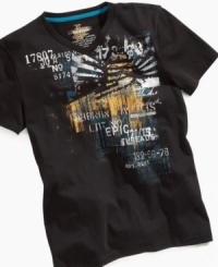 Get him that cool base layer for his look this season with this graphic v-neck t-shirt from Epic Threads. Get him that cool base layer for his look this season with this graphic v-neck t-shirt from Epic Threads.