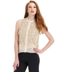 Bar III's beaded blouse is rendered in semi-sheer fabric for an ethereal, vintage-inspired look. Bar III's beaded blouse is rendered in semi-sheer fabric for an ethereal, vintage-inspired look.