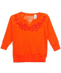 Guess Garlanded L/S Top (Sizes 7 - 16) - orange, 16 Guess Garlanded L/S Top (Sizes 7 - 16) - orange, 16