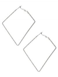 GUESS Silver-tone Shaped Text Hoop Earrings