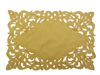 Homewear Cutwork and Emboridery Placemat IMPERIAL SCROLL 13 by 19-Inch Placemat, Set of 4, Gold Homewear Cutwork and Emboridery Placemat IMPERIAL SCROLL 13 by 19-Inch Placemat, Set of 4, Gold