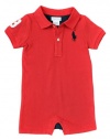 Ralph Lauren Layette Boys Big Pony Color-Block Shortall, Red, 3 M