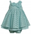 Bonnie Baby Baby-girls Newborn Empire Waist Eyelet Dress, Aqua, 3-6 Months