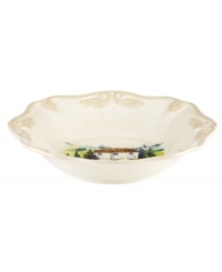 Lenox combines the vintage style of Butler's Pantry dinnerware with a quaint Italian landscape in the utterly charming Tuscan Sun accent bowl. An elegant classic for casual dining with a raised leaf design and fluted edge in creamy shades of ivory. Lenox combines the vintage style of Butler's Pantry dinnerware with a quaint Italian landscape in the utterly charming Tuscan Sun accent bowl. An elegant classic for casual dining with a raised leaf design and fluted edge in creamy shades of ivory.