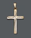 A traditional cross with a modern spin. Pendant features a 14k gold two tone design. Approximate drop: 1-1/8 inches.