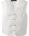 Nautica Dress Up Boys 8-20 Tri Blended Linen Vest, White, Small