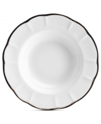 New traditions begin with the Adelaide Platinum rim soup bowl from Mikasa. Sumptuous platinum and elegant shaping in white bone china make any occasion special. New traditions begin with the Adelaide Platinum rim soup bowl from Mikasa. Sumptuous platinum and elegant shaping in white bone china make any occasion special.