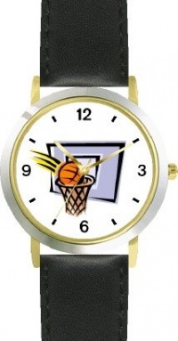 Basketball, Hoop, Backboard, Swish Basketball Theme - WATCHBUDDY® DELUXE TWO-TONE THEME WATCH - Arabic Numbers - Black Leather Strap-Children's Size-Small ( Boy's Size & Girl's Size ) Basketball, Hoop, Backboard, Swish Basketball Theme - WATCHBUDDY® DELUXE TWO-TONE THEME WATCH - Arabic Numbers - Black Leather Strap-Children's Size-Small ( Boy's Size & Girl's Size )