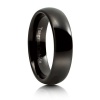 Dome Design Polished Comfort Fit Black Tungsten Carbide Ring Band 6 mm - Men's Engagement Wedding Band Ring