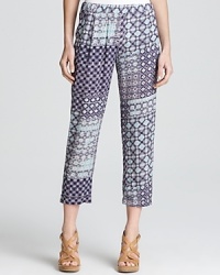 A bohemian-cool print infuses these statement-making Ella Moss pants with eclectic flair. A bohemian-cool print infuses these statement-making Ella Moss pants with eclectic flair.