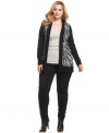 Layer on chic style with Calvin Klein's plus size cardigan, featuring a zebra-print.