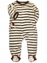 Little Me Baby-Boys Newborn Monkey Fun Velour Footie, Brown Multi, 9 Months