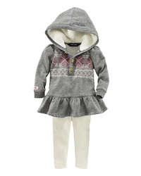 An essential soft cotton fleece set includes a hooded fleece tunic and coordinating legging for a timeless heritage look and extra warmth. An essential soft cotton fleece set includes a hooded fleece tunic and coordinating legging for a timeless heritage look and extra warmth.