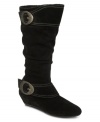 Let your style take over. Dr. Scholl's Master boots feature dramatic, rounded buckles on the ankle and upper shaft.