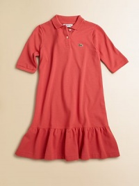 A favorite polo becomes a sweet dress with a feminine ruffle, in airy pique knit.Ribbed polo collarElbow-length sleeves with ribbed cuffsButton placketAppliqued logo on chestWide ruffle at hemCottonMachine washImported Please note: Number of buttons may vary depending on size ordered. A favorite polo becomes a sweet dress with a feminine ruffle, in airy pique knit.Ribbed polo collarElbow-length sleeves with ribbed cuffsButton placketAppliqued logo on chestWide ruffle at hemCottonMachine washImported Please note: Number of buttons may vary depending on size ordered.