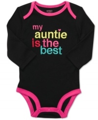 Show her appreciation without saying a word with this colorful graphic bodysuit from Carter's. Show her appreciation without saying a word with this colorful graphic bodysuit from Carter's.