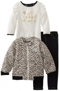 Calvin Klein Girls 2-6X Print Jacket With Tee And Black Jean Calvin Klein Girls 2-6X Print Jacket With Tee And Black Jean