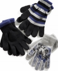 No matter which pair is on the rotation, his hands will stay warm with this gloves 3-pack from Greendog. No matter which pair is on the rotation, his hands will stay warm with this gloves 3-pack from Greendog.