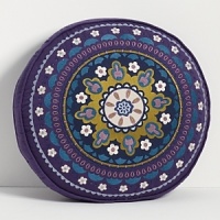 Inspired by the ornate brocade patterns of Morocco, this round decorative pillow adds an air of mystique to any decor. Inspired by the ornate brocade patterns of Morocco, this round decorative pillow adds an air of mystique to any decor.