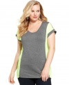 Lock up an on-trend look with Cha Cha Vente's short sleeve plus size top, featuring a colorblocked pattern (Clearance)