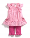 GUESS Embroidered Tunic with Leggings, PINK (12M)