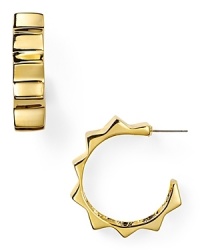 Spike it rich with this pair of Kenneth Jay Lane hoop earrings, cast in 22-karat gold plated metal. Spike it rich with this pair of Kenneth Jay Lane hoop earrings, cast in 22-karat gold plated metal.