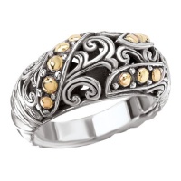 925 Silver Dome Swirl & Dot Ring with 18k Gold Accents- Sizes 6-8 925 Silver Dome Swirl & Dot Ring with 18k Gold Accents- Sizes 6-8