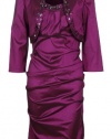 R&M Richards Womens Beaded Taffeta Jacket Dress Set (12 Petite, Fuchsia)