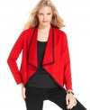 Layer your fave fall looks with NY Collection's petite jacket, featuring a draped front.