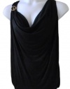 Baby Phat Drape Front with Twist Back Strap Top (3X Plus, Black)