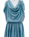 Black Halo Aqua Blue Silk Cowl Neck Dropped Waist Dress 4