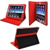 Ionic 2-Tone Designer Leather Case Cover with stand and Sleep/Wakeup support for Apple iPad 2, iPad 3, iPad 4, iPad 2nd, iPad 3rd, iPad 4th Generation AT&T Verizon 4G LTE (Black/Red). Automatically Wakes and Puts iPad 3 to sleep. Ships with Screen Protect