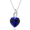 7.50 Carat Blue & White Sapphire Heart Pendant in Sterling Silver with Chain