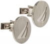 Nautica Mens Satin Nickel Oval With J-Class Logo Cufflinks