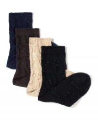 Bring on boot season. You'll be ready with these cable knit tweed socks that are the perfect companion to tall and short styles. From HUE.