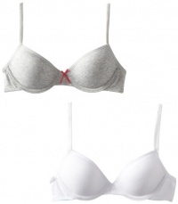 Maidenform Girls 7-16 2 Pack Underwire Training Bra, Heather Grey/White, 32A Maidenform Girls 7-16 2 Pack Underwire Training Bra, Heather Grey/White, 32A