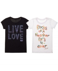 She can show off her style with colorful graphics she'll love in one of these tees from Levi's. She can show off her style with colorful graphics she'll love in one of these tees from Levi's.