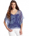 Ella moss Women's Rio Flutter Sleeve Top, Nightfall, Large