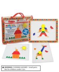 Designed for hours of play and ideal for travel, this wooden magnetic board includes 120 colorful geometric magnets. Younger children will enjoy using the shapes to replicate the 12 geometric pictures included, while older children will enjoy creating mosaic patterns and pictures directly on the magnetic board. Designed for hours of play and ideal for travel, this wooden magnetic board includes 120 colorful geometric magnets. Younger children will enjoy using the shapes to replicate the 12 geometric pictures included, while older children will enjoy creating mosaic patterns and pictures directly on the magnetic board.