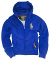 Polo Ralph Lauren Distressed Big Pony Full-zip Hoodie (Large, Blue)