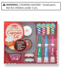 Be sure your little chef uses the oven mitt to move these glorious wooden cupcakes in their wooden baking sheet! This amazing set has special wipe-off cupcake tops and 4 dry erase markers in the shape of icing tubes. With durable cardboard baking cups, decorative wooden candles and flames, here are the low-calorie cupcakes for the best birthday or tea party ever! Be sure your little chef uses the oven mitt to move these glorious wooden cupcakes in their wooden baking sheet! This amazing set has special wipe-off cupcake tops and 4 dry erase markers in the shape of icing tubes. With durable cardboard baking cups, decorative wooden candles and flames, here are the low-calorie cupcakes for the best birthday or tea party ever!