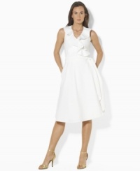 Drawing inspiration from classic menswear style, this flattering Lauren Jeans Co. wrap design is decidedly feminine with a ruffled V-neckline and full, flowing skirt. Drawing inspiration from classic menswear style, this flattering Lauren Jeans Co. wrap design is decidedly feminine with a ruffled V-neckline and full, flowing skirt.