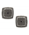 Style takes center stage. Victoria Townsend's cushion-cut earrings, set in sterling silver, dazzle with black and white diamond accents providing a glistening touch. Approximate diameter: 1/2 inch.